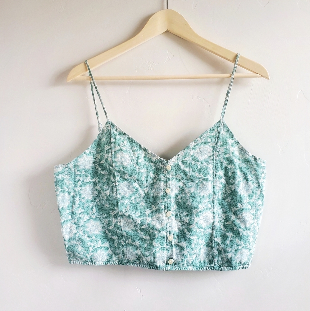 🌷NWT American Eagle Outfitters Floral Strappy Linen Blend Top